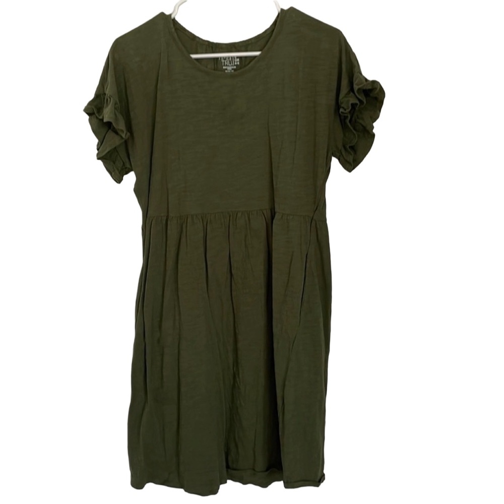 Time and Tru Women’s Green Ruffled Short Sleeve Casual Dress, XL, NWT